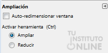 Opciones de la herramienta ampliación