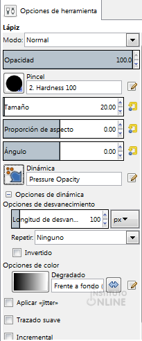 Opciones de la herramienta lpiz