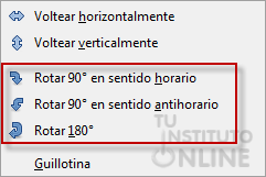 Opciones de rotacin