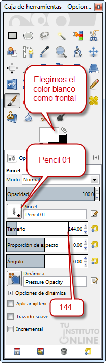 Configuración de la herramienta pincel