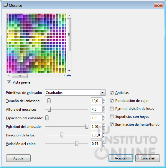 Configuración filtro