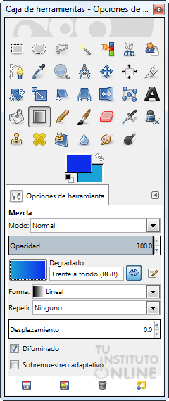 Configuración del degradado