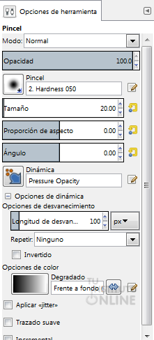 Opciones de la herramienta lápiz