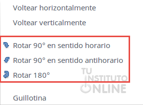 Opciones de rotación