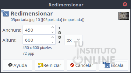 Cuadro de diálogo de redimensionar