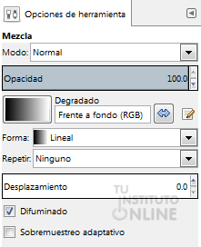 Opciones de la herramienta mezcla