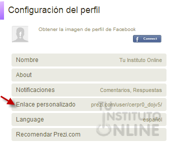 Configuración del perfil