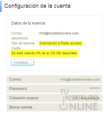 Configuración de la cuenta