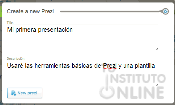 Creación de un nuevo Prezi