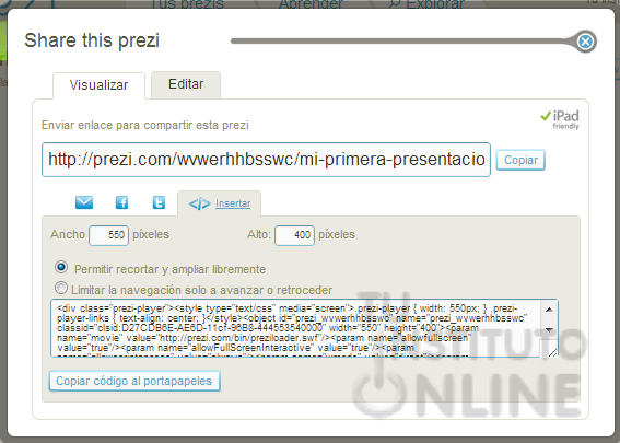 Embeber prezi